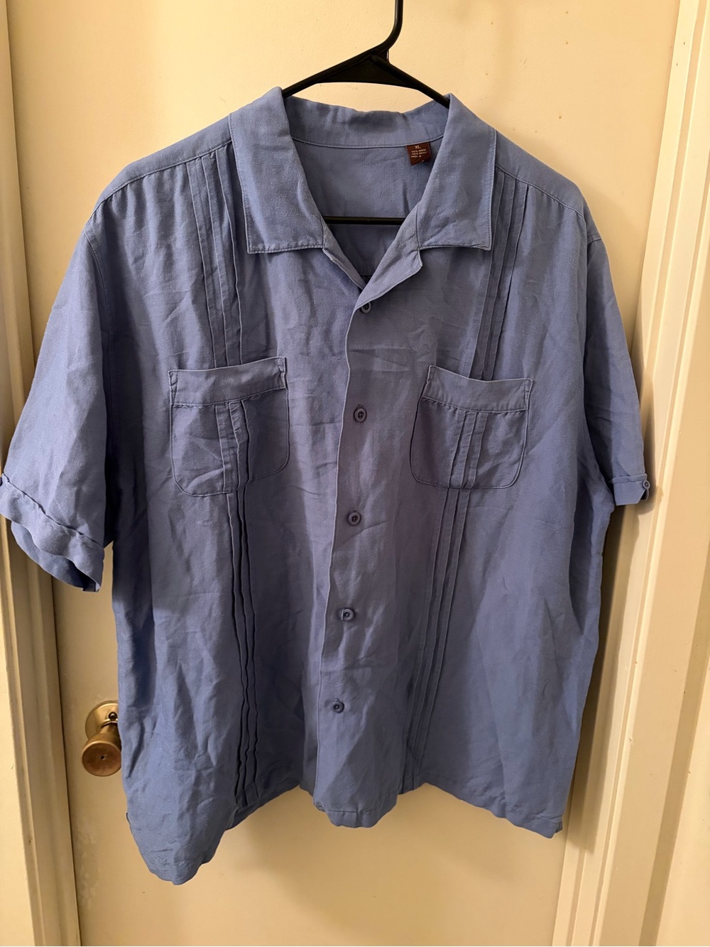 Casual Short-Sleeve Button-Down Shirt in Light Blue